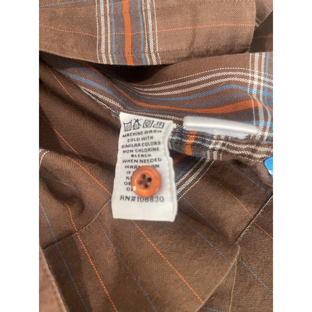 Rocawear Shirt Mens XL Brown Plaid Button‎ Front Short Sleeve Casual Streetwear - Picture 9 of 9